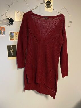 Cozy Deep Wine V-Neck Knit Sweater